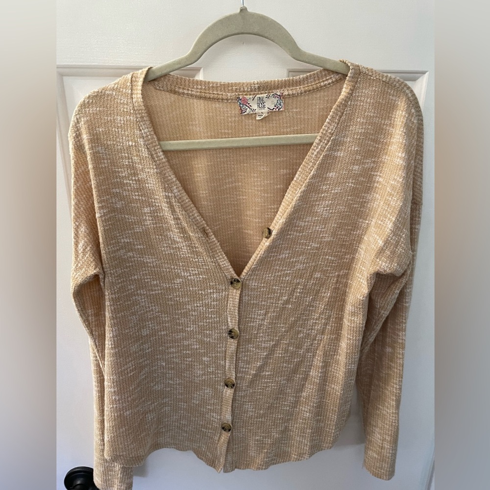 Yellow button up sweater
